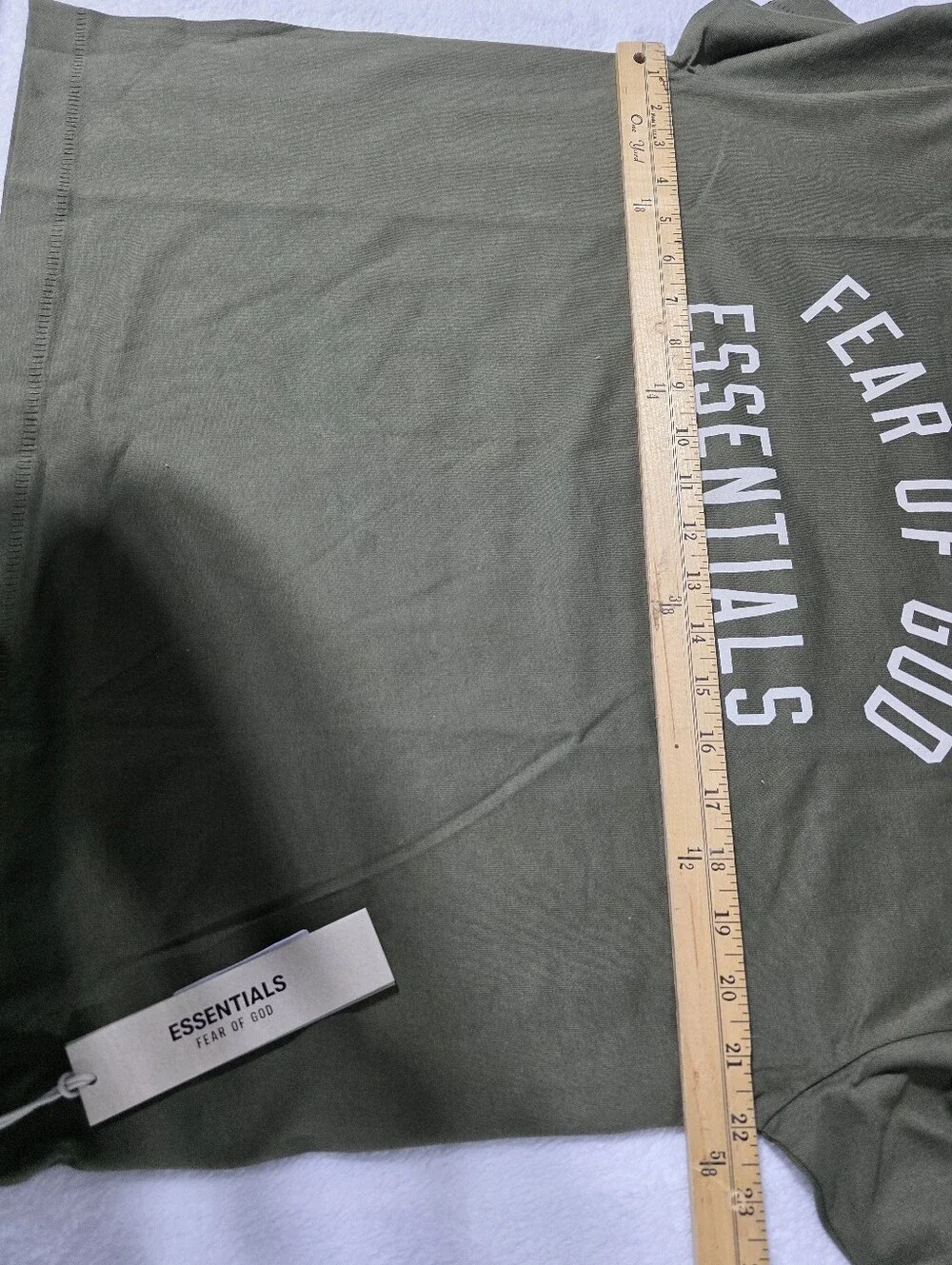 NWT Oversized Fear of God Essentials Kids Cotton Crew Neck Tee Sz 12 Military